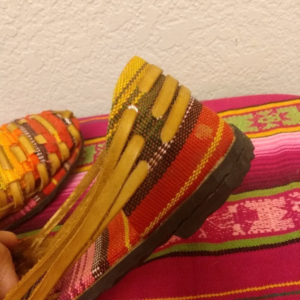 NEW Guatemalan Handmade Leather Boho Bohemian Hippie Shoes Flats Size 7 - Picture 6 of 10